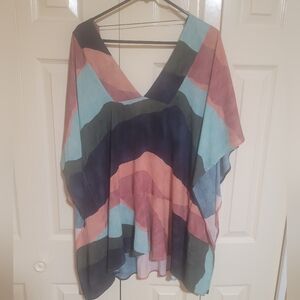 Vix Paula Hermanny Barbados Mix Print Caftan Dress Swimsuit Cover Up S-P